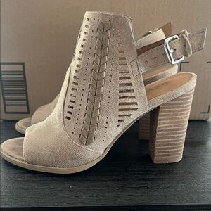 Report Taupe Cutout Block Heel Sandals